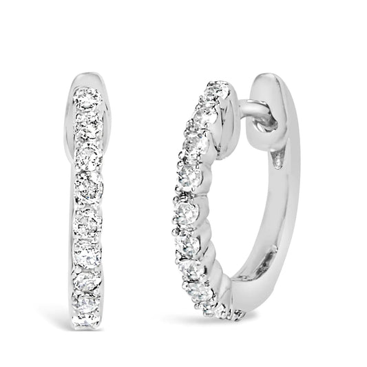 .925 Sterling Silver 1/6 Cttw Diamond Petite Hoop Earrings (I - J Color, I2 - I3 Clarity) - Naved Products.925 Sterling Silver 1/6 Cttw Diamond Petite Hoop Earrings (I - J Color, I2 - I3 Clarity)